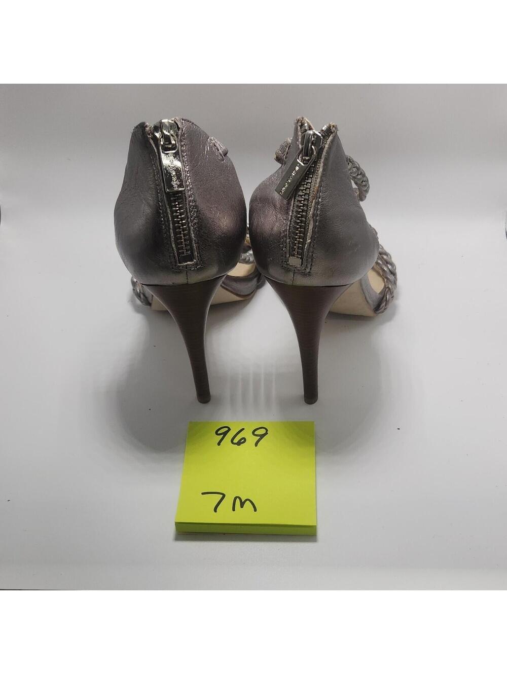 Michael Kors Women’s Leather Strappy Open Toe Zip Stiletto Heel Silver 7M - Picture 4 of 6